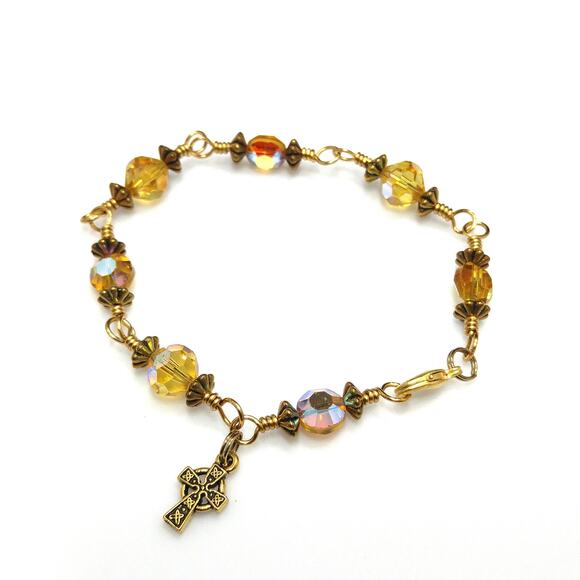 Handmade Vintage Swarovski Bead Bracelet, Christian Gift - Picture 2 of 10